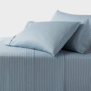 California King 400 Thread Count Performance Sheet Set Blue Stripe - Threshold